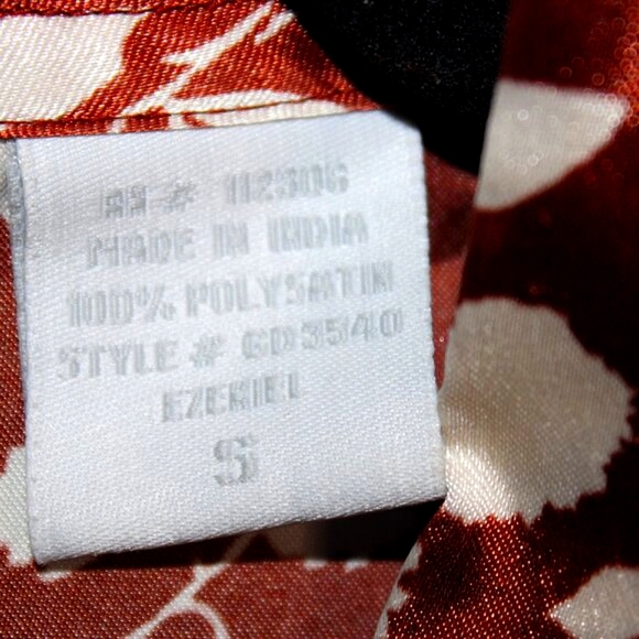 Ezekiel Floral Print Dress - Women's Size S - Brown & Cream Satin - Pull On - Picture 7 of 10